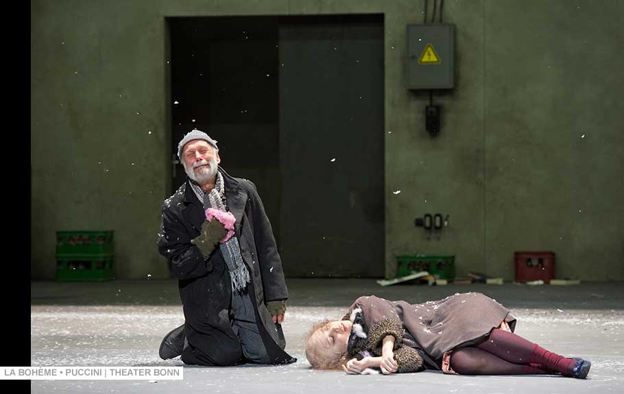 Szenenbild aus "La Bohème" (Puccini), Theater Bonn, 2016; Foto: Thilo Beu; www.thilo-beu.de